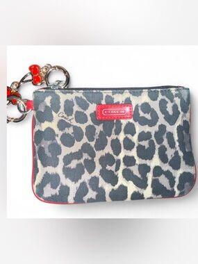 Coach Satin-Lined Pouch in Light Gray with Black Zip Trim